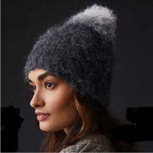 New ANTHROPOLOGIE Womens Gray Knit Ombré Beanie OSFM